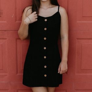 LA Hearts Mini Black Dress with Buttons and Criss Cross Back